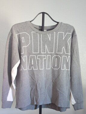 Victoria's Secret PINK Nation Slouchy Campus Crew Sweatshirt Heather Gray Small